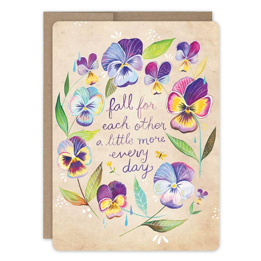 Pansy Wreath Wedding Card