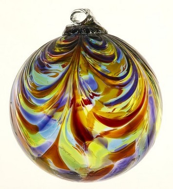 Feather Art Glass Ball 6"