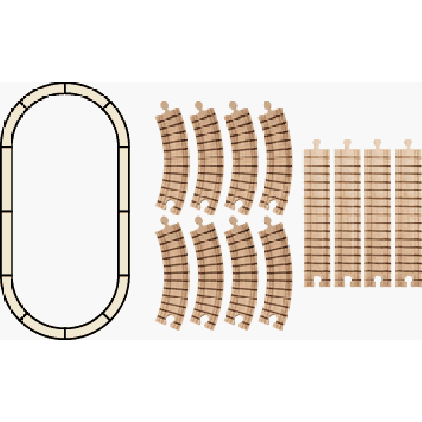 Wooden Oval Train Track Set
