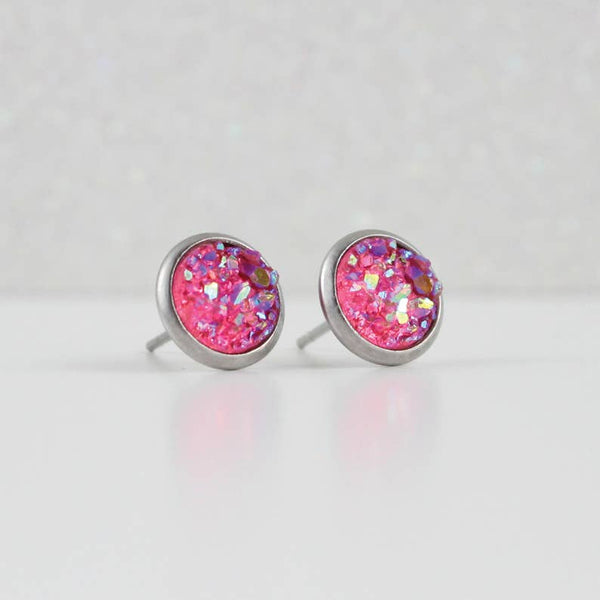 Druzy Post with Antique Brass Earrings