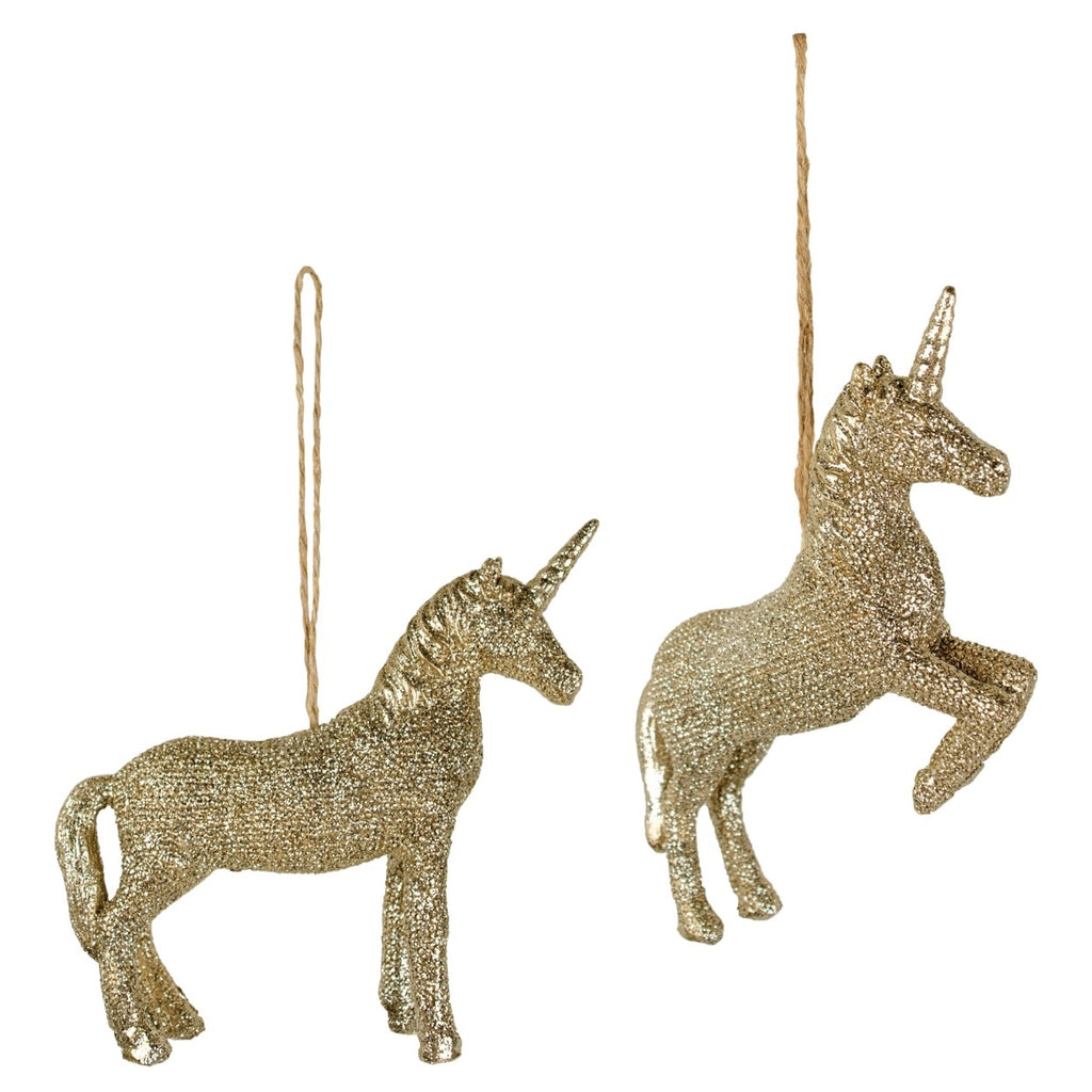 Gold Glitter Unicorn ornaments