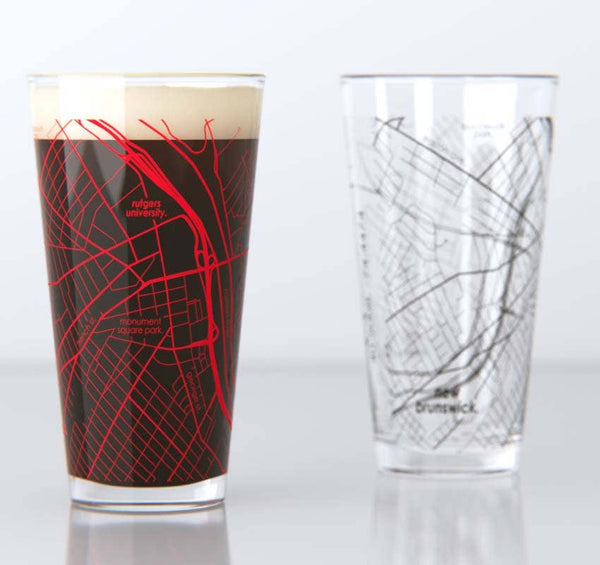 New Brunswick, NJ Map Pint Glass