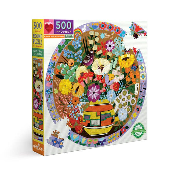 Purple Bird & Flowers 500 piece puzzle