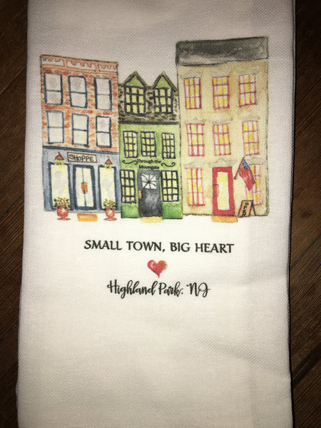 Small Town, Big Heart Highland Park, NJ Dish Towel