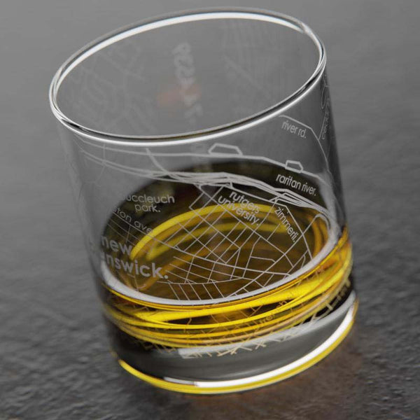 New Brunswick NJ Map Rocks Whiskey Glass