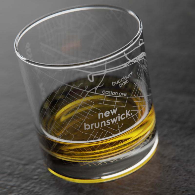 New Brunswick NJ Map Rocks Whiskey Glass